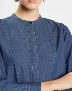 Blouse ajustée Pen bleue