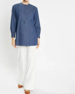 Blouse ajustée Pen bleue