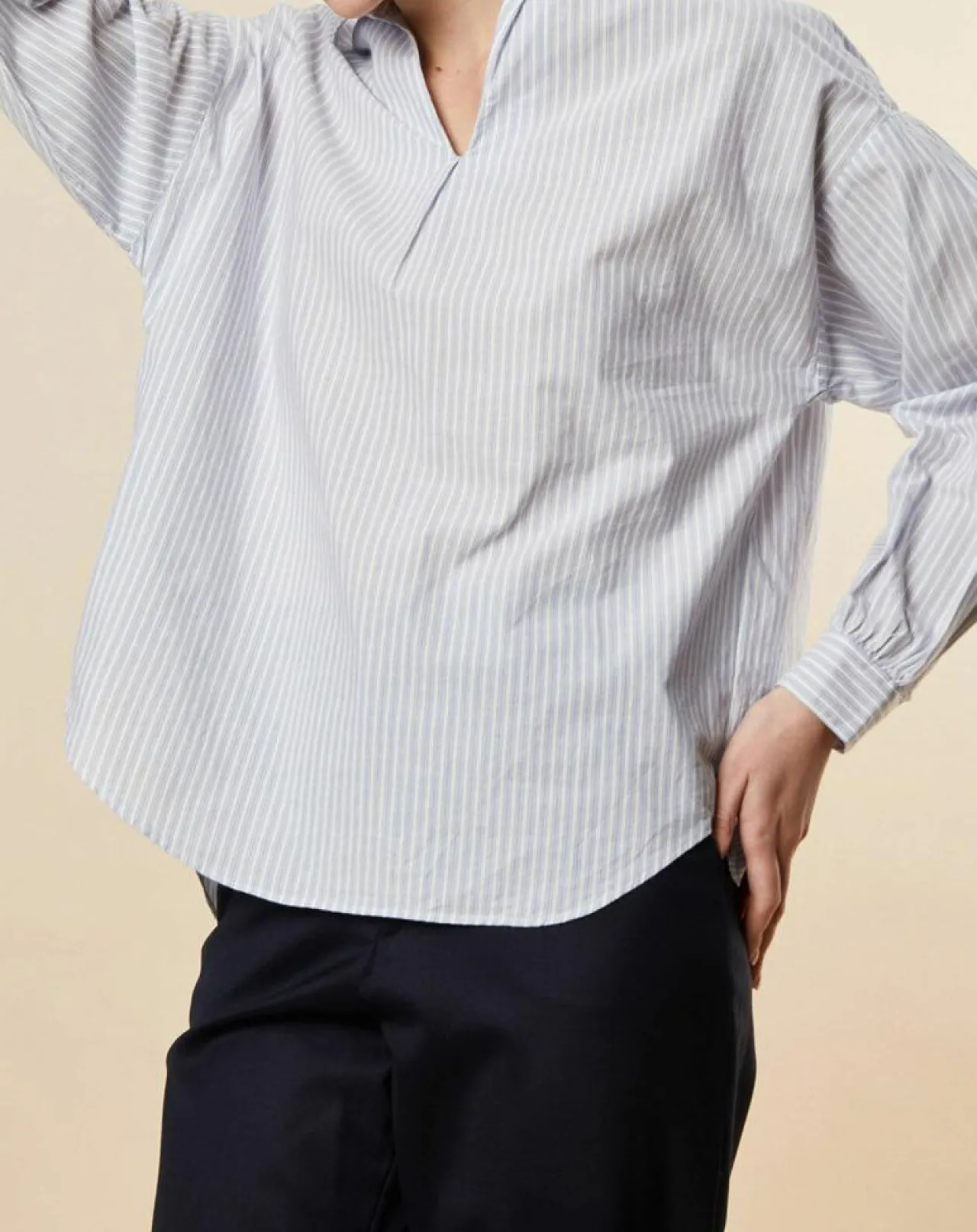 Blouse ample en Coton Couronne rayée bleu ciel