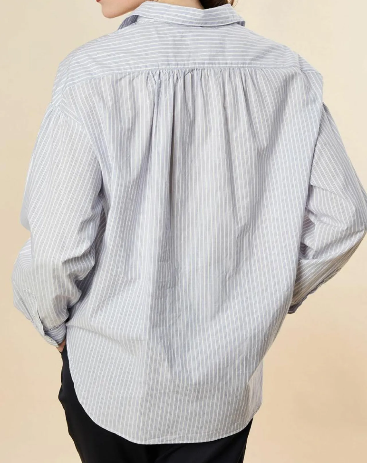 Blouse ample en Coton Couronne rayée bleu ciel