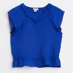 Blouse Atkins ourlet à la basque bleu klein