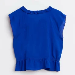 Blouse Atkins ourlet à la basque bleu klein