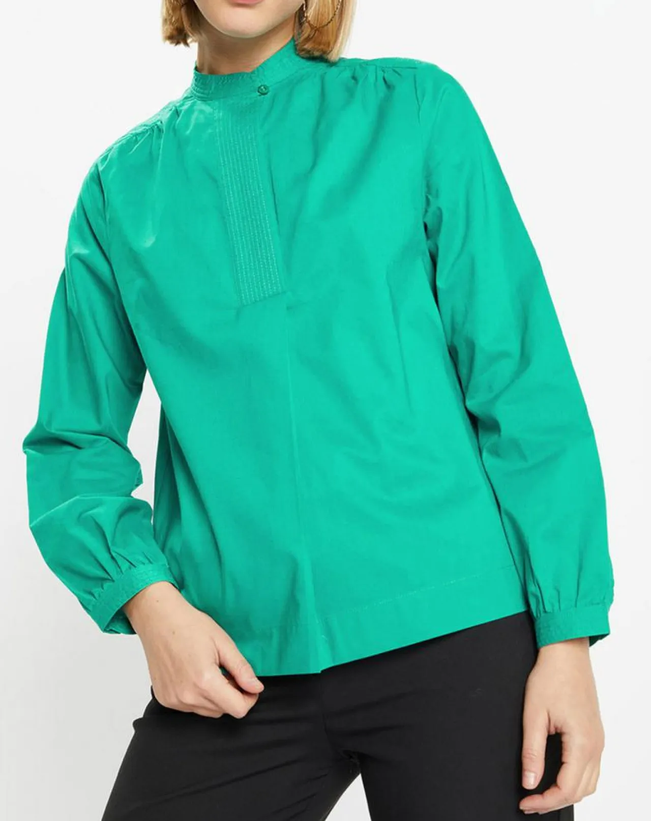 Blouse Charlotte à fronces verte