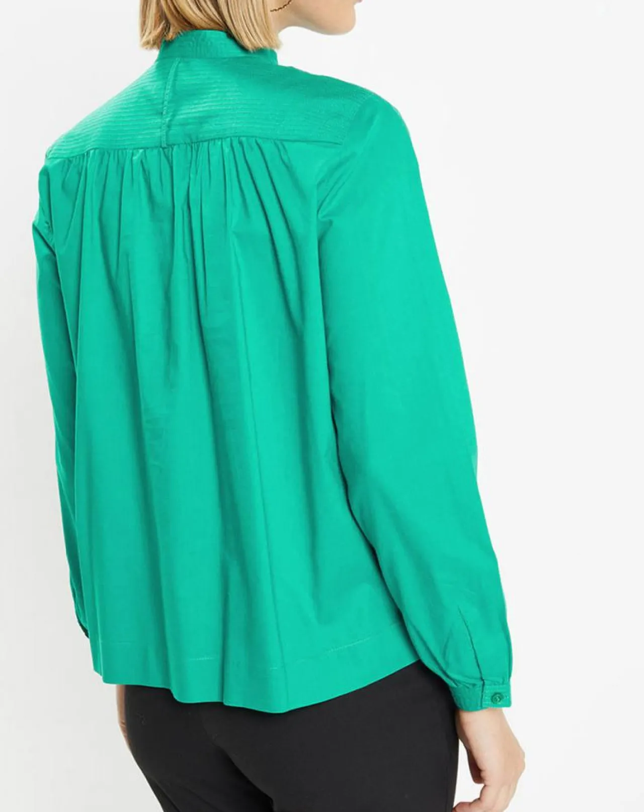 Blouse Charlotte à fronces verte