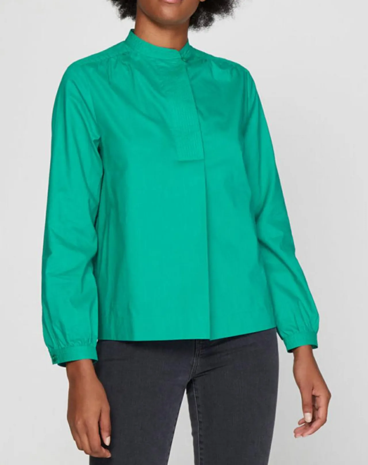 Blouse Charlotte à fronces verte