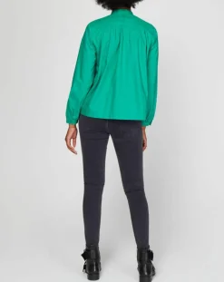 Blouse Charlotte à fronces verte