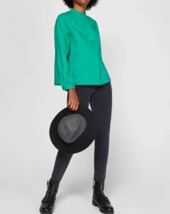 Blouse Charlotte à fronces verte