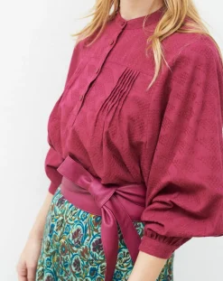 Blouse Célestine à borderies beaujolais