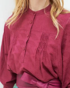 Blouse Célestine à borderies beaujolais