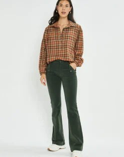 Blouse Cloé à carreaux orange/sable