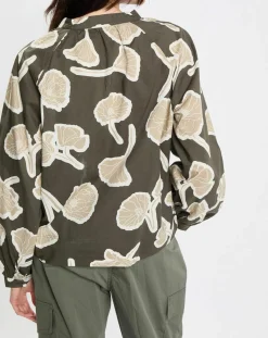 Blouse Col Mao Motif Coton Bio multicolore