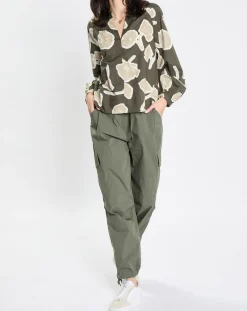 Blouse Col Mao Motif Coton Bio multicolore