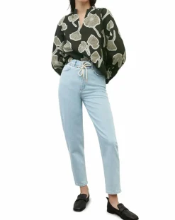 Blouse Col Mao Motif Coton Bio multicolore