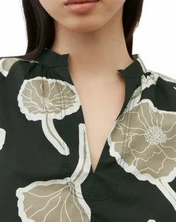 Blouse Col Mao Motif Coton Bio multicolore