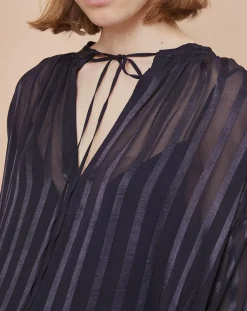 Blouse Elene à rayures encre
