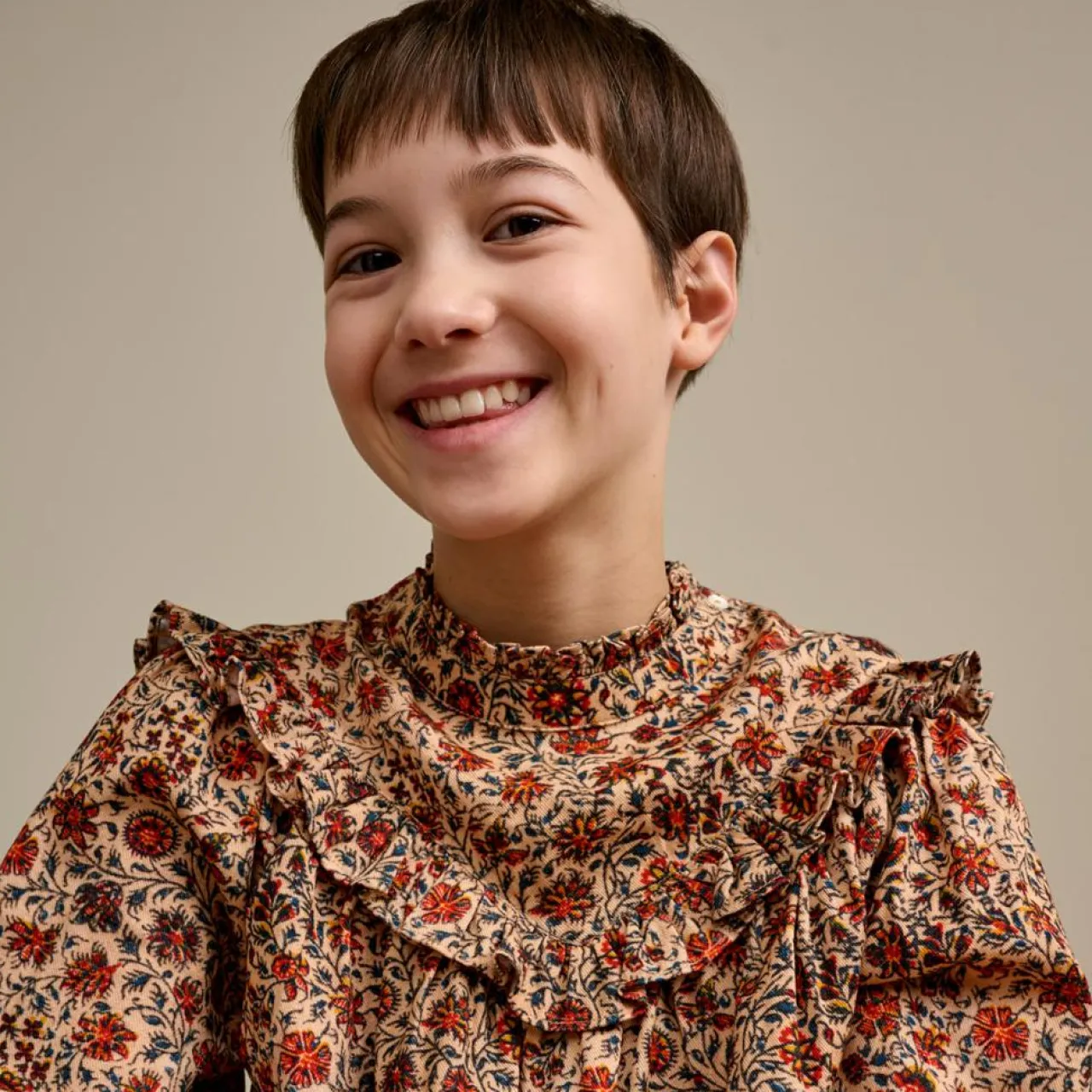 Blouse en Coton & Laine Hicons à fleurs beige/orange