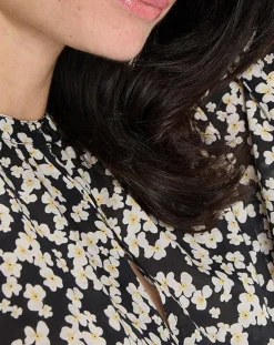 Blouse en Coton bio à fleurs noir/écru