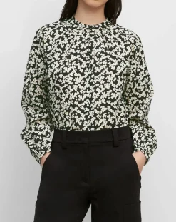 Blouse en Coton bio à fleurs noir/écru
