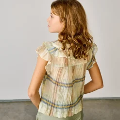 Blouse en Coton léger Palms à carreaux beige