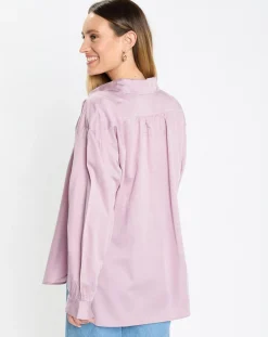 Blouse en Popeline col polo violet clair