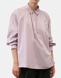 Blouse en Popeline col polo violet clair