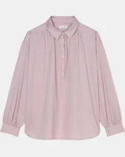 Blouse en Popeline col polo violet clair