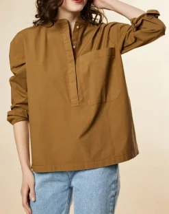 Blouse en Popeline de Coton oversize Cachou kaki