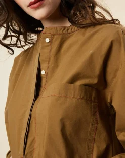 Blouse en Popeline de Coton oversize Cachou kaki