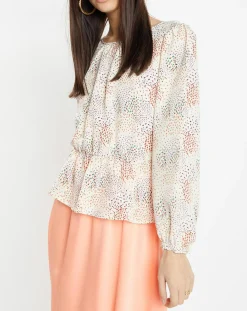 Blouse fluide Gala imprimée beige clair