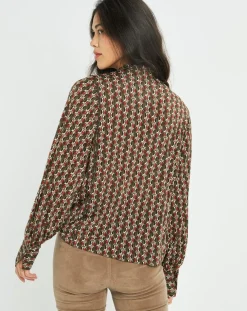 Blouse fluide Store imprimée forest kaki/marron