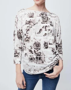 Blouse imprimée blanc/beige