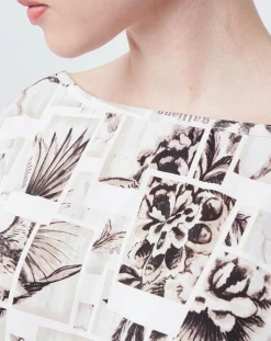 Blouse imprimée blanc/beige