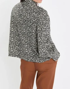 Blouse imprimée fleurs blanc/noir