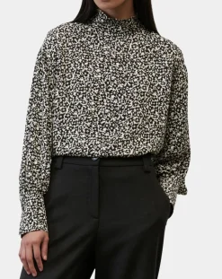 Blouse imprimée fleurs blanc/noir