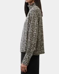 Blouse imprimée fleurs blanc/noir