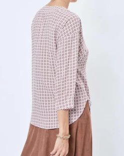 Blouse imprimée géométrique blanc/multicolore