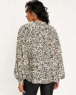 Blouse imprimée Leo écrue