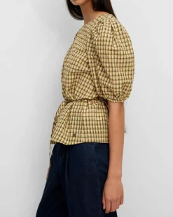 Blouse Kro en Coton mélangé gaufrée moutarde