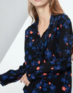 Blouse Lexane fluide à motifs bleu klein