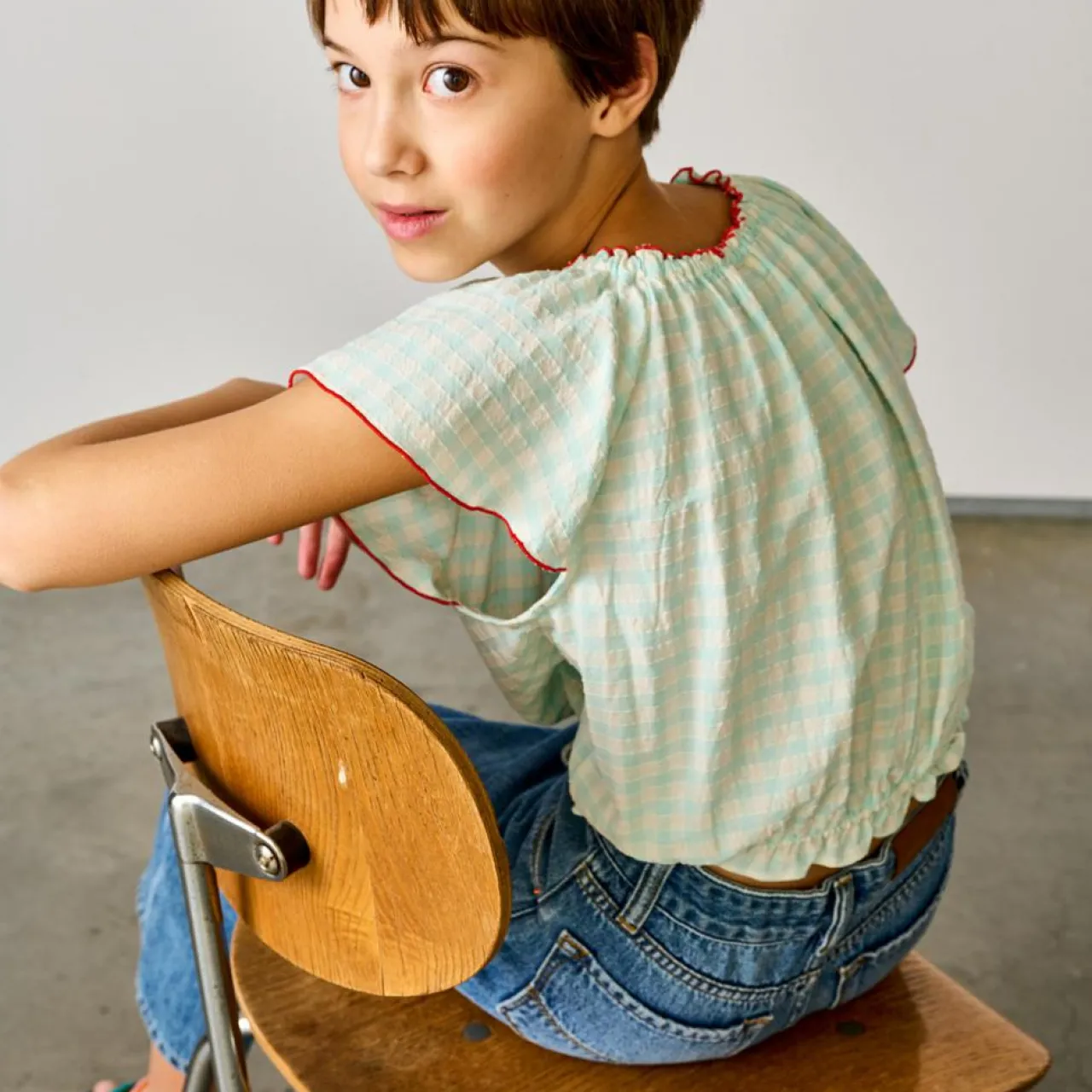 Blouse légère Poeha vichy menthe