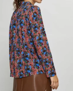 Blouse Livia imprimée marron/bleu