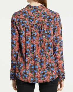 Blouse Livia imprimée marron/bleu