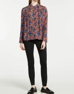 Blouse Livia imprimée marron/bleu