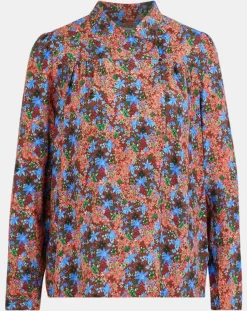 Blouse Livia imprimée marron/bleu