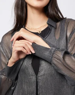 Blouse lurex 2 en 1 gris foncé