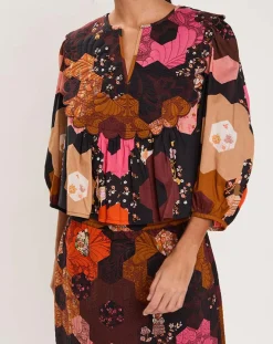 Blouse Médiéval Patchwork imprimée multicolore