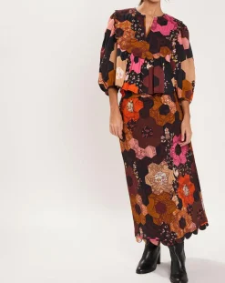 Blouse Médiéval Patchwork imprimée multicolore