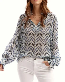 Blouse Mia indigo/écru