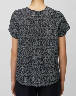 Blouse paisley imprimée bleu/blanc