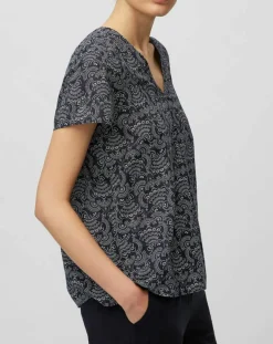 Blouse paisley imprimée bleu/blanc